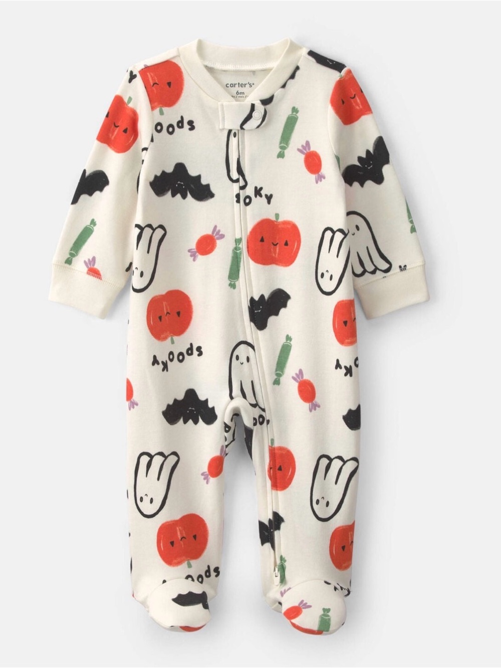 Baby Halloween 2-Way Zip 100% Cotton Sleep & Play Pajamas - Cream